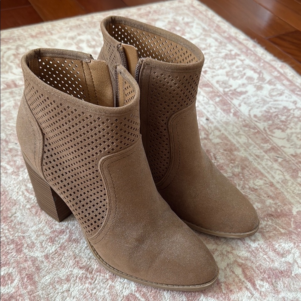 Perforated Tan Ankle Boots